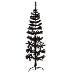 Kunstig halvt juletre med stativ slankt svart 150 cm