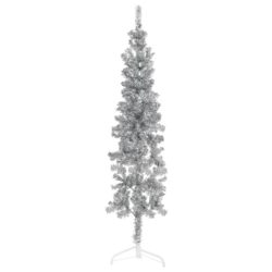 Kunstig halvt juletre med stativ tynt sølv 180 cm