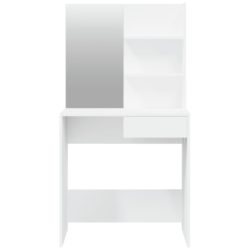 Sminkebord med speil hvit MDF 74,5x40x141 cm