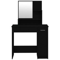Sminkebord med speil svart 86,5x35x136 cm