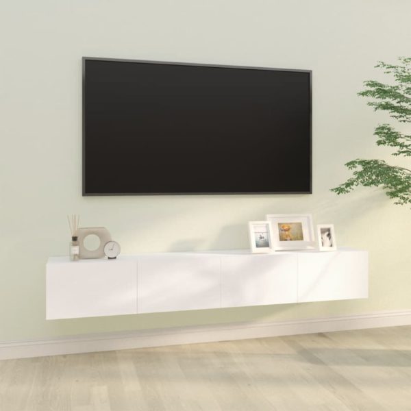 vidaXL Vegghengte TV-benker 2 stk hvit 100x30x30 cm konstruert tre
