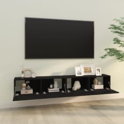 Vegghengte TV-benker 2 stk svart 100x30x30 cm konstruert tre