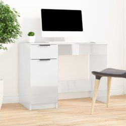 Skrivebord høyglans hvit 100x50x75 cm konstruert tre