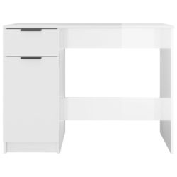 Skrivebord høyglans hvit 100x50x75 cm konstruert tre