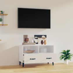 TV-benk høyglans hvit 80x36x50 cm konstruert tre
