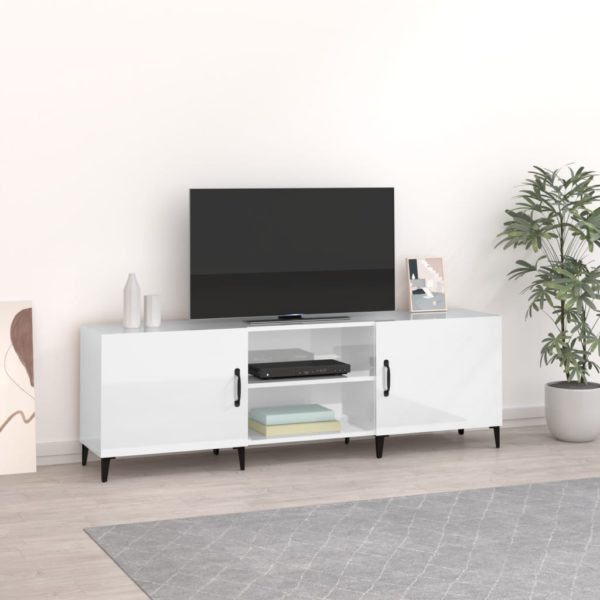 vidaXL TV-benk høyglans hvit 150x30x50 cm konstruert tre