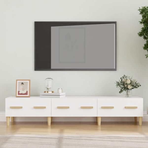 TV-benk hvit 150×34,5×30 cm konstruert tre