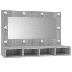 Speilskap med LED grå sonoma 90×31,5×62 cm