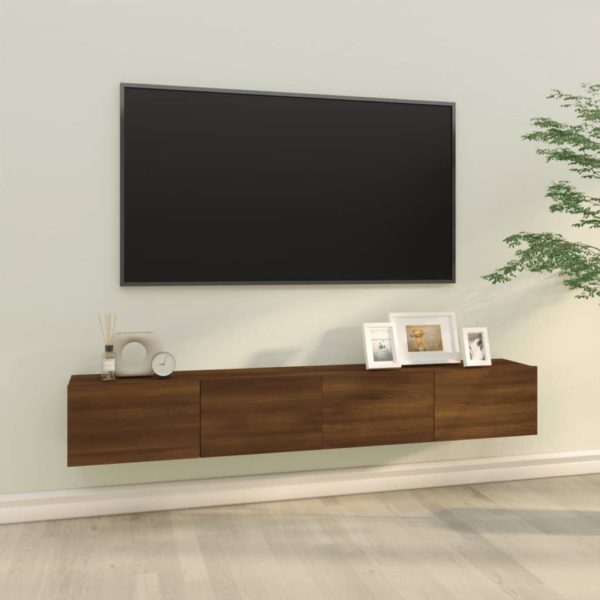 vidaXL Vegghengte TV-benker 2 stk brun eik 100x30x30 cm konstruert tre