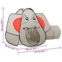 Leketelt for barn elefant grå 174x86x101 cm