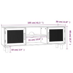 TV-benk hvit 105x30x40 cm heltre furu og naturrotting