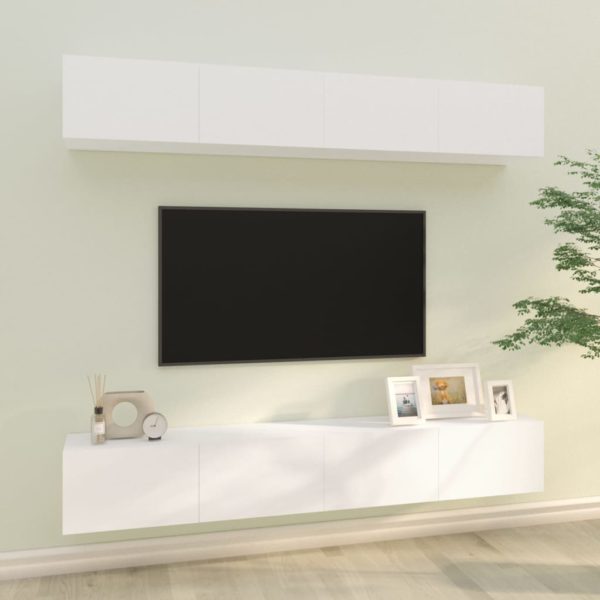 Vegghengte TV-benker 4 stk hvit 100x30x30 cm