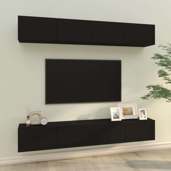 vidaXL Vegghengte TV-benker 4 stk svart 100x30x30 cm