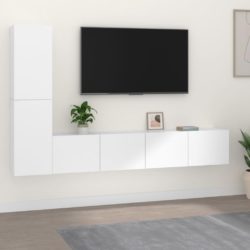 vidaXL TV-skapsett 4 deler hvit konstruert tre