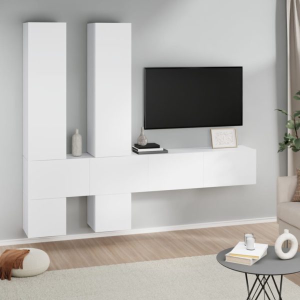 vidaXL Veggmontert TV-benk hvit konstruert tre