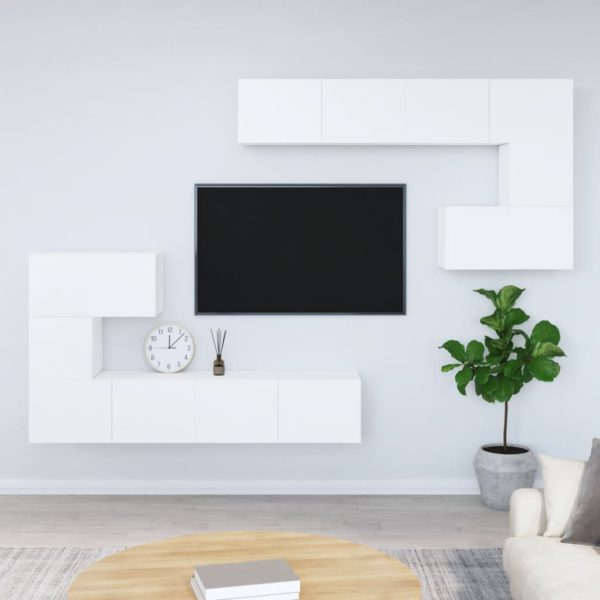vidaXL Veggmontert TV-benk hvit konstruert tre
