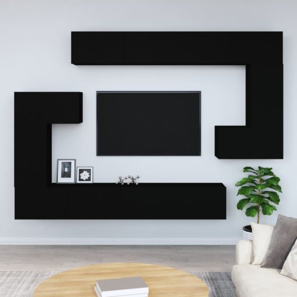vidaXL Veggmontert TV-benk svart konstruert tre