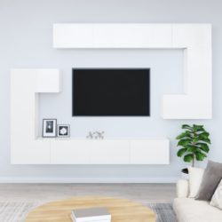 vidaXL Veggmontert TV-benk høyglans hvit konstruert tre