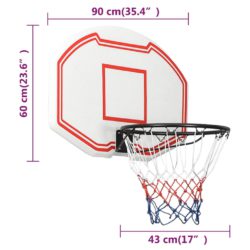 vidaXL Bakplate for basketballkurv hvit 90x60x2 cm polyeten