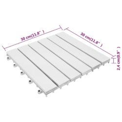 Terrassefliser 20 stk hvit 30×30 cm heltre akasie