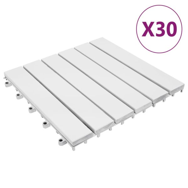 vidaXL Terrassefliser 30 stk hvit 30×30 cm heltre akasie