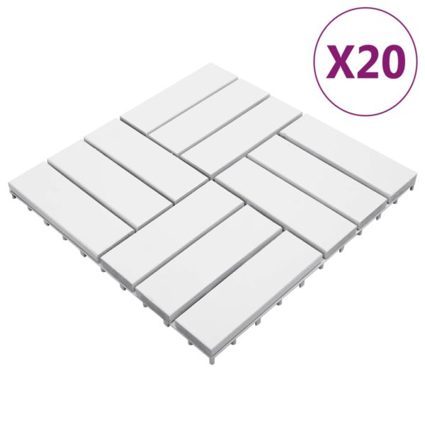 vidaXL Terrassefliser 20 stk hvit 30×30 cm heltre akasie