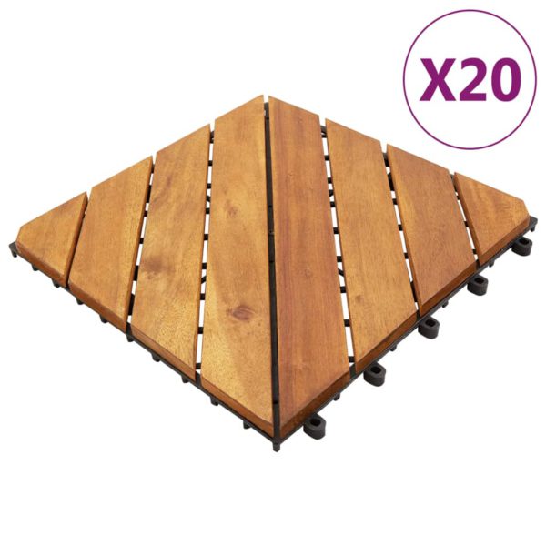 vidaXL Terrassefliser 20 stk brun 30×30 cm heltre akasie