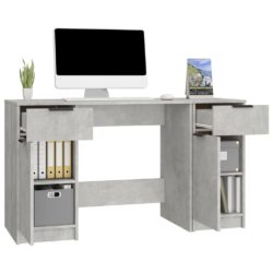 Skrivebord med sideskap betonggrå konstruert tre