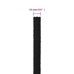 Arbeidstau svart 14 mm 100 m polyester