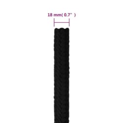 vidaXL Arbeidstau svart 18 mm 25 m polyester