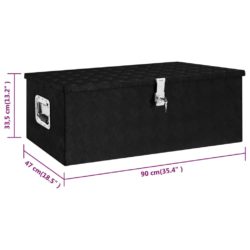 Oppbevaringsboks svart 90x47x33,5 cm aluminium
