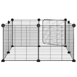 Dyrebur 8 paneler med dør svart 35×35 cm stål