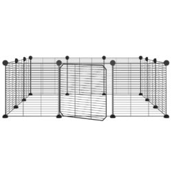 vidaXL Dyrebur 12 paneler med dør svart 35×35 cm stål