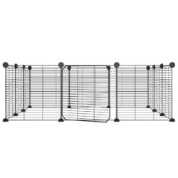vidaXL Dyrebur 12 paneler med dør svart 35×35 cm stål
