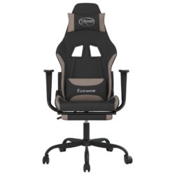 vidaXL Massasje-gamingstol med fotstøtte og hjul svart gråbrun stoff
