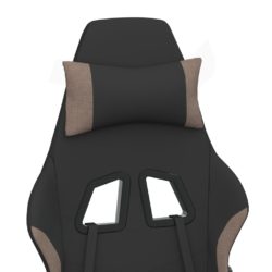Massasje-gamingstol med fotstøtte og hjul svart gråbrun stoff
