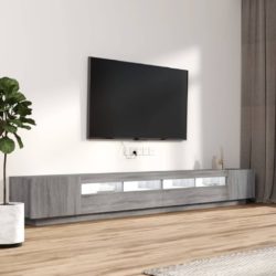 TV-benksett med LED-lys 3 deler grå eik konstruert tre