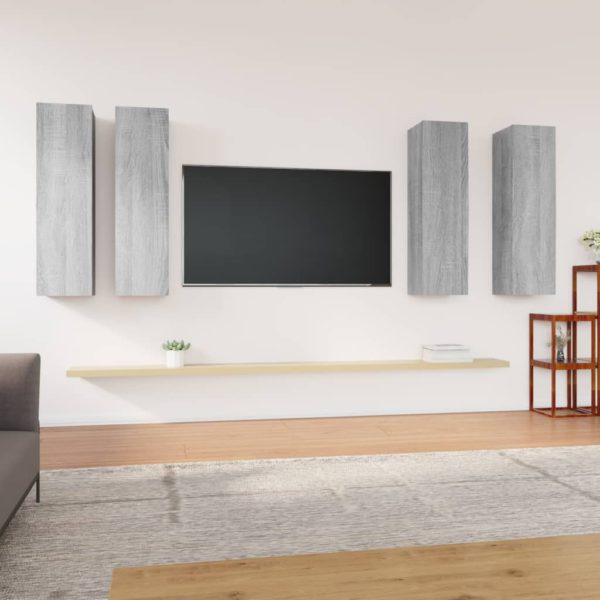 vidaXL TV-benker 4 stk grå sonoma 30,5x30x110 cm konstruert tre