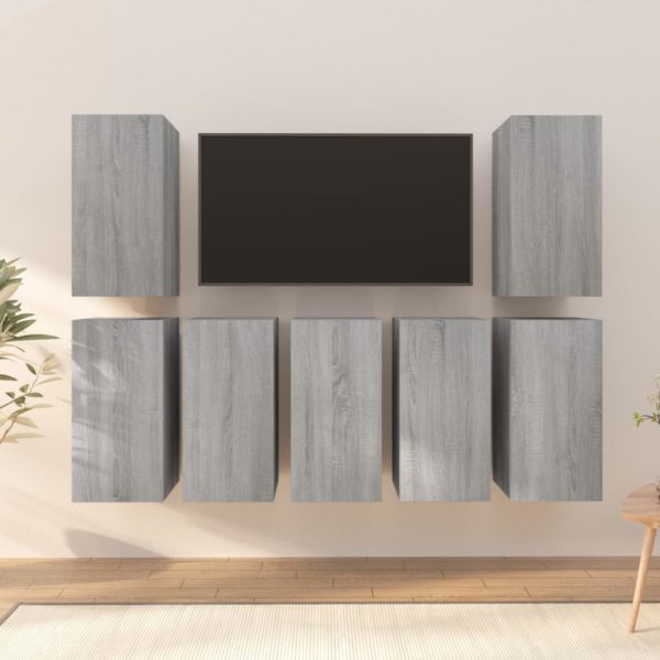vidaXL TV-benker 7 stk grå sonoma 30,5x30x60 cm konstruert tre