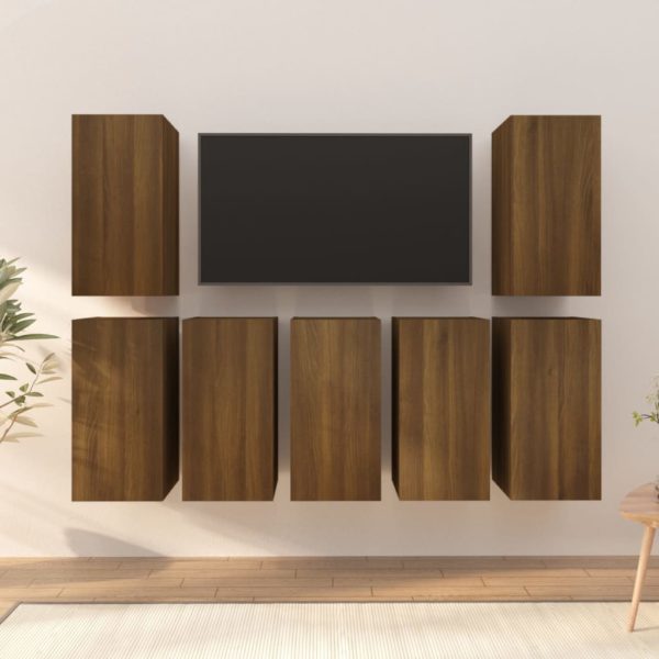 TV-benker 7 stk brun eik 30,5x30x60 cm konstruert tre