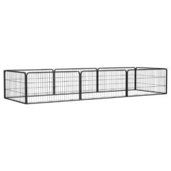 vidaXL Hundegrind med 8 paneler svart 100×50 cm pulverlakkert stål