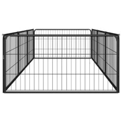 Hundegrind med 8 paneler svart 100×50 cm pulverlakkert stål