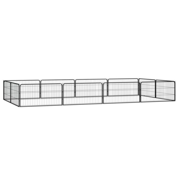 vidaXL Hundegrind med 12 paneler svart 100×50 cm pulverlakkert stål