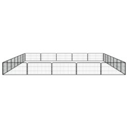 vidaXL Hundegrind med 24 paneler svart 100×50 cm pulverlakkert stål