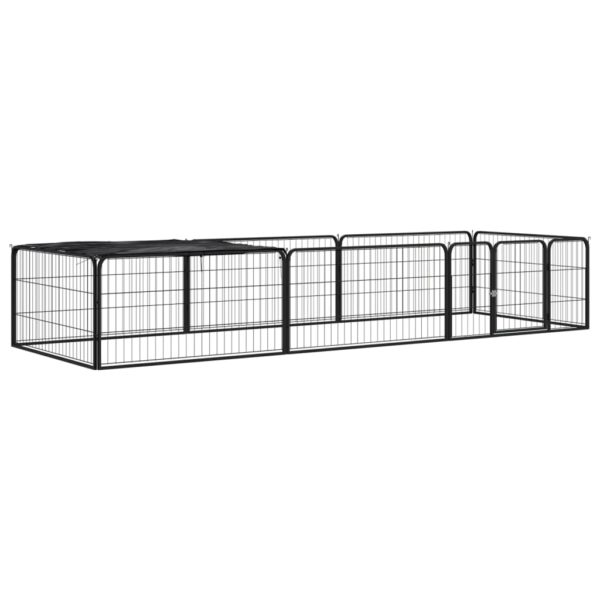 vidaXL Hundegrind med 8 paneler svart 100×50 cm pulverlakkert stål