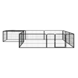 vidaXL Hundegrind med 12 paneler svart 100×50 cm pulverlakkert stål