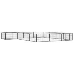 vidaXL Hundegrind med 16 paneler svart 100×50 cm pulverlakkert stål