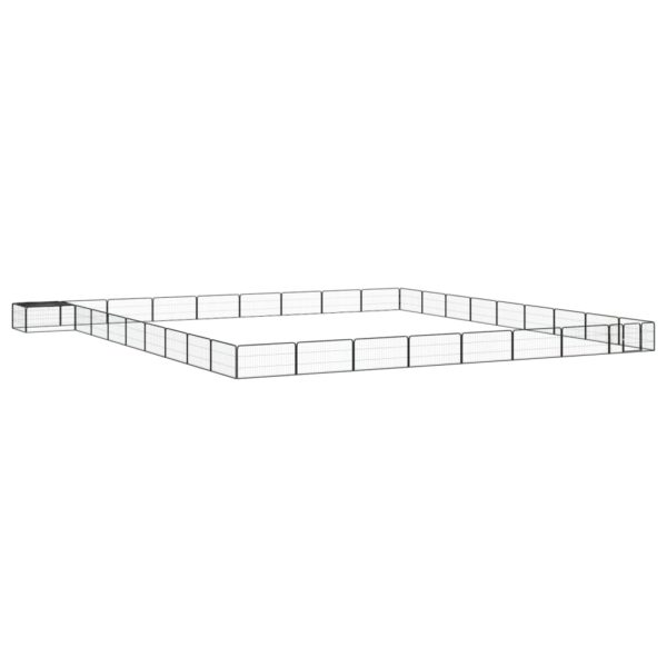 vidaXL Hundegrind med 36 paneler svart 100×50 cm pulverlakkert stål