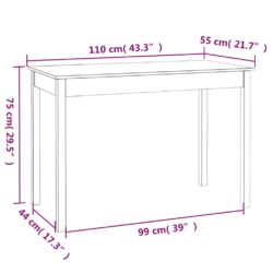 Spisebord 110x55x75 cm heltre furu