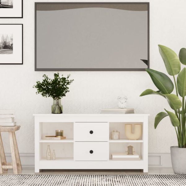 TV-benk hvit 103×36,5×52 cm heltre furu